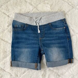 Wonder Nation Girls Denim Shorts Size 6 | Pull-On Jogger Style with Drawstring